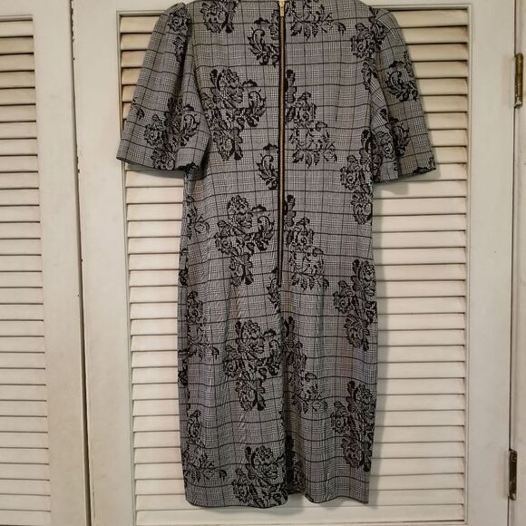 Nanette Lepore B/W Plaid + Floral Dress 6 - Picture 4 of 8
